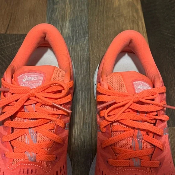 EUC ASICS Women's Neon Coral Running Shoes - Picture 6 of 10